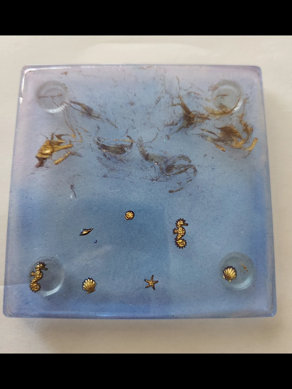 Blue and Gold Resin Coaster Set - Decorative Table Protectors
